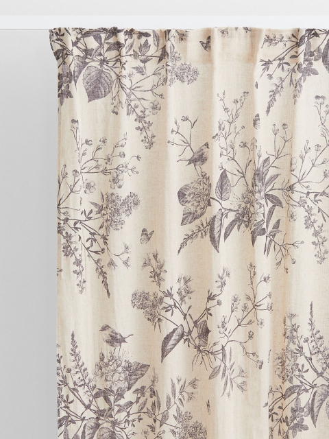 

H&M 2-Pack Beige & Black Printed Multiway Patterned Linen-Blend Window Curtains