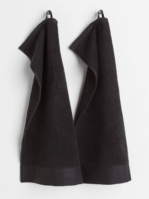 

H&M Black 2-Pack Cotton Terry Guest Towels