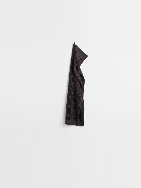 

H&M Black Pure Cotton Jacquard-Patterned Bath Towel