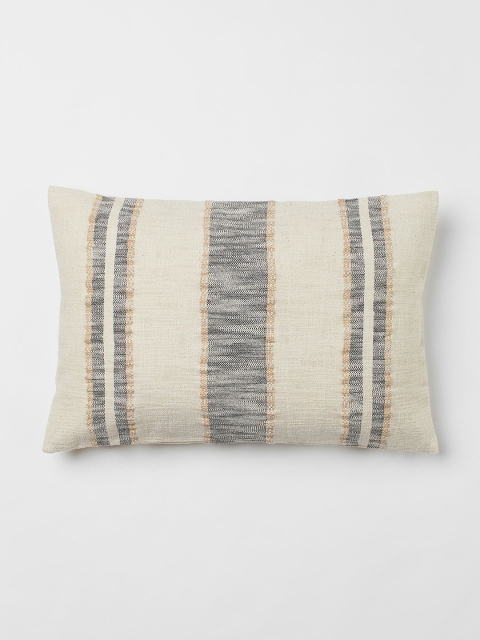 

H&M Beige & Charcoal Grey Striped Single Cushion Cover