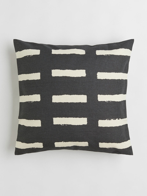 

H&M Charcoal & White Square Patterned Canvas Cushion Cover