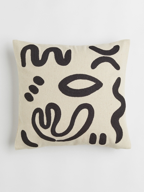 

H&M Beige Embroidered Cushion Cover