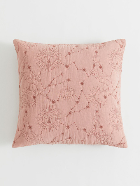 

H&M Coral Pink Patterned Cotton Cushion Cover