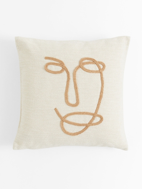 

H&M Beige Embroidered-motif Cushion Cover