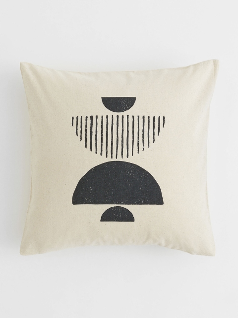 

H&M Beige & Black Geometric Printed Cushion Cover