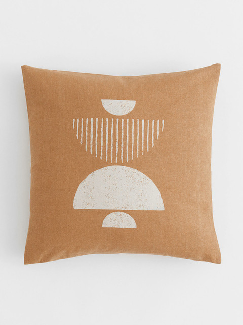 

H&M Beige & Brown Printed Cotton Square Cushion Cover