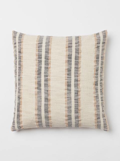 

H&M Beige & Charcoal Grey Striped Single Cushion Cover