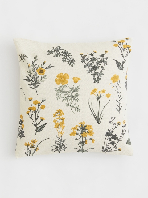 

H&M Beige & Yellow Floral Single Cushion Cover