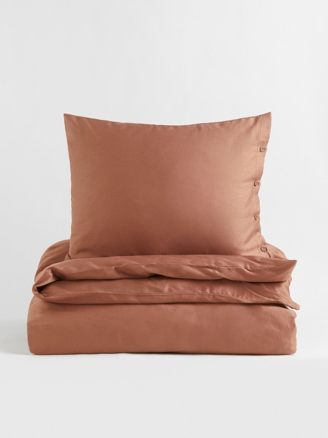 

H&M Brown Solid Sateen Single Duvet Cover Set