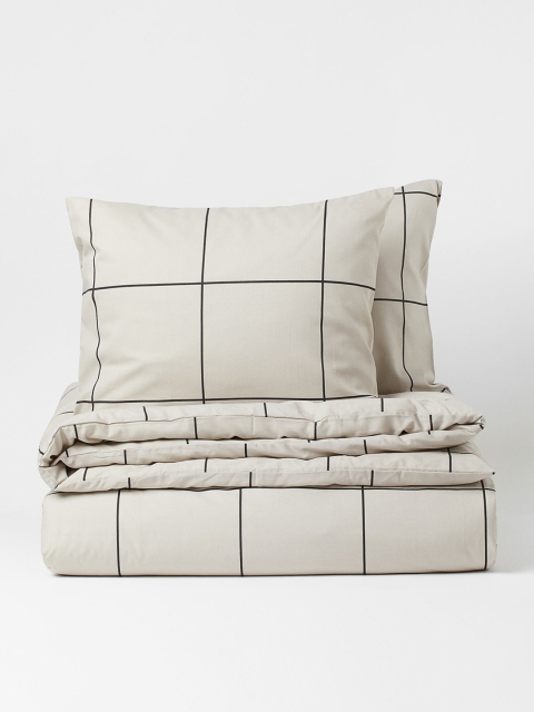 

H&M Unisex Beige Striped Double King Duvet Cover Set