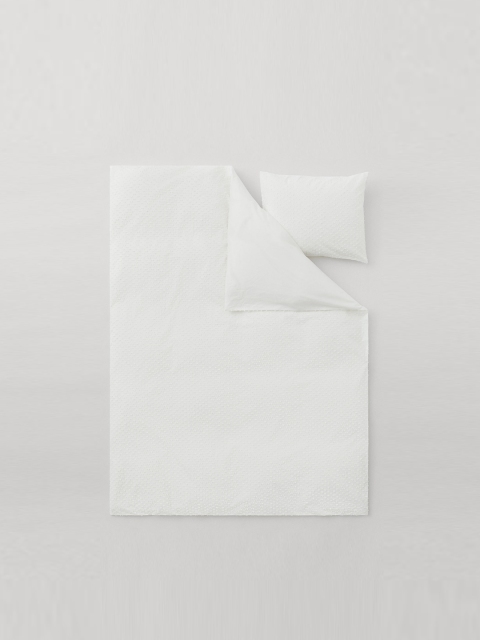 

H&M White Solid Pure Cotton Plumeti-Weave Single Duvet Cover Set