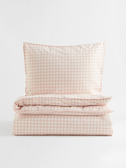 

H&M Pink Patterned Single Pure Cotton Duvet Cover Set