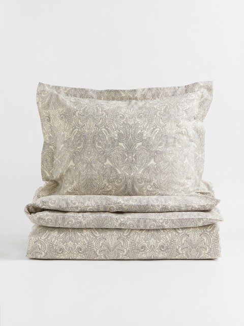 

H&M Grey Cotton Single Duvet Cover Set