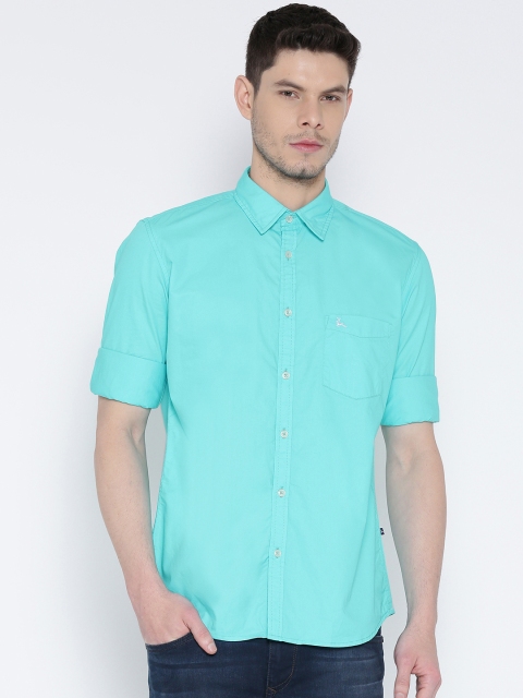 

Parx Men Turquoise Blue Slim Fit Solid Casual Shirt