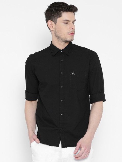 

Parx Men Black Slim Fit Solid Casual Shirt