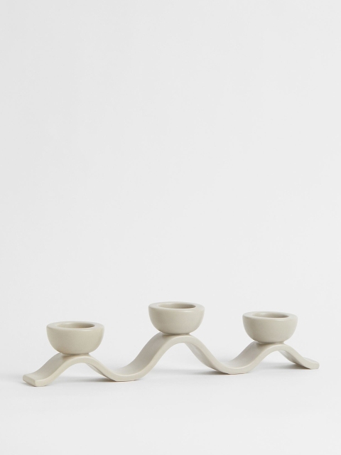 

H&M Beige Earthenware Tealight Holder