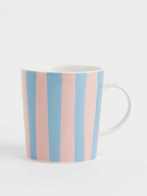 

H&M Blue & Pink Striped Patterned Porcelain Mug