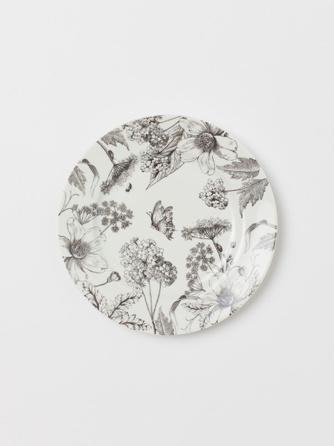 

H&M Grey & White Printed Small Porcelain Plate