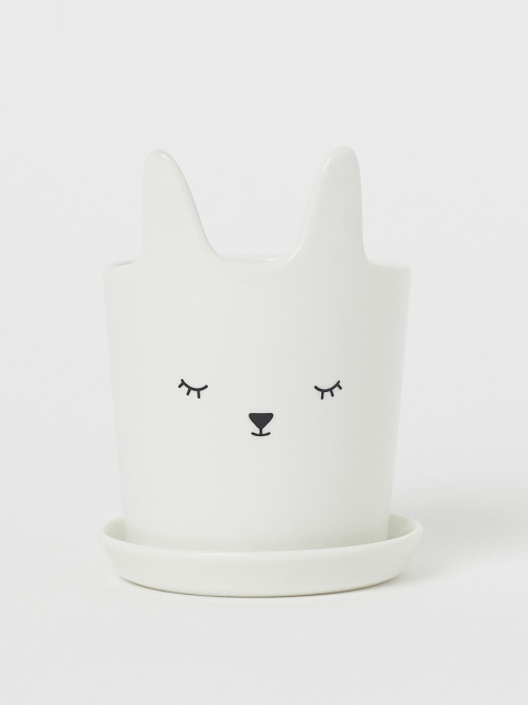 

H&M White Printed Plant Pot And Saucer