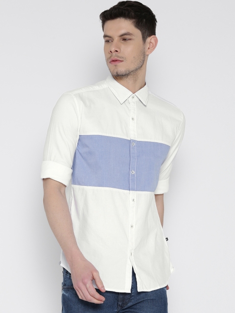 

Parx Men White Slim Fit Colourblocked Casual Shirt