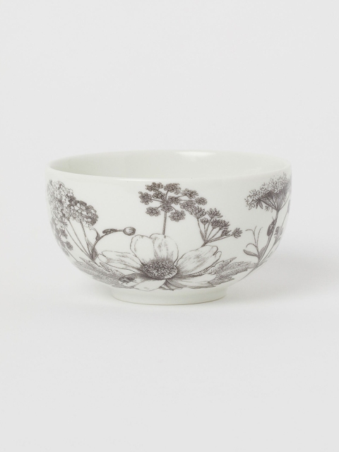 

H&M White & Charcoal Grey Printed Porcelain Bowl