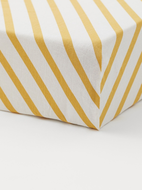 

H&M Yellow & White Striped Cotton Fitted Sheet
