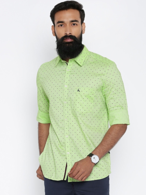 

Parx Men Green Printed Slim Fit Casual Shirt