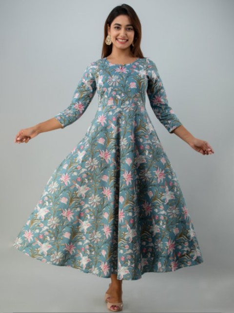 

GLAM ROOTS Grey Floral Maxi Dress