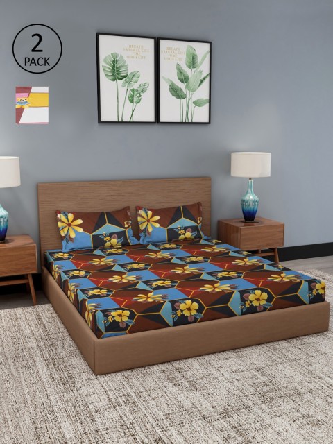 

Dhrohar Assorted Floral 180 TC Set Of 2 King Bedsheet with 4 Pillow Covers