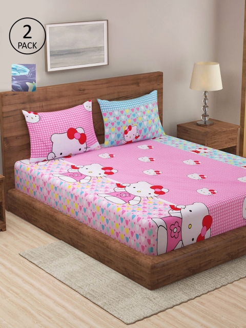 

Dhrohar Assorted Graphic 210 TC 2 King Bedsheets with 4 Pillow Covers