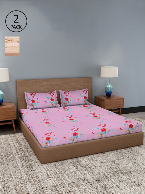 

Dhrohar Assorted Floral 180 TC Set Of 2 King Bedsheet with 4 Pillow Covers