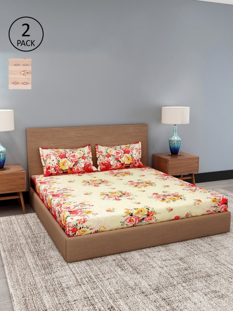 

Dhrohar Assorted Floral 180 TC Set Of 2 King Bedsheet with 4 Pillow Covers