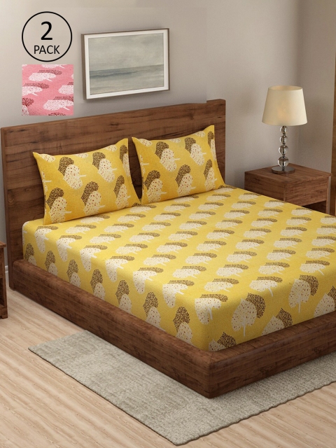 

Dhrohar Assorted Floral 250 TC Set Of 2 King Bedsheet with 4 Pillow Covers