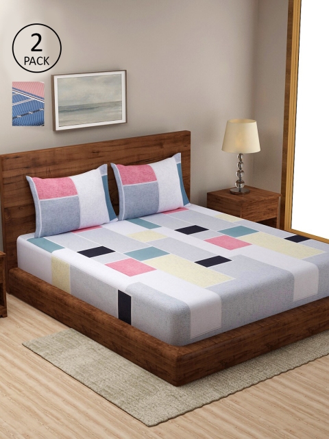 

Dhrohar Multicoloured Floral Set of 2 King Bedsheet with 4 Pillow Covers, Multi