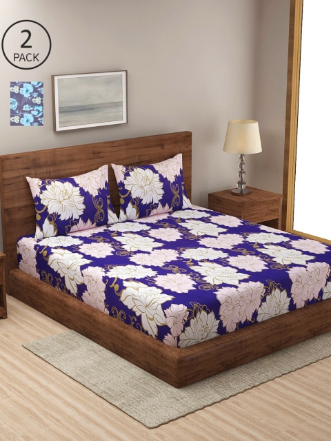 

Dhrohar Assorted Floral Printed 210 TC Double 2 King Bedsheet with 4 Pillow Covers