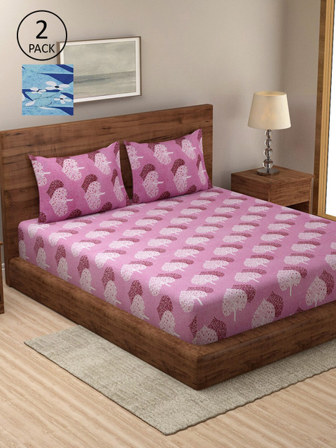 

Dhrohar Set of 2 Assorted Floral Printed 250 TC 2 King Size Bedsheet with 4 Pillow Covers