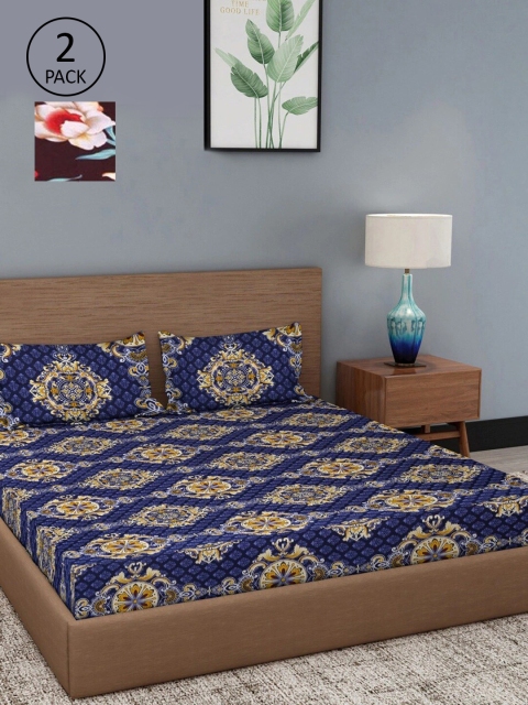 

Dhrohar Assorted Floral 180 TC Set Of 2 King Bedsheet with 4 Pillow Covers