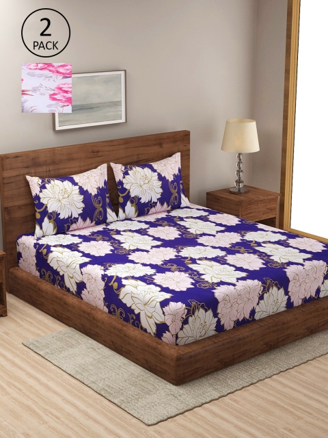 

Dhrohar Multicoloured Floral 210 TC 2 King Bedsheet with 4 Pillow Covers, Multi