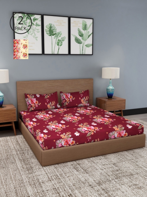

Dhrohar Assorted Floral 180 TC Set Of 2 King Bedsheet with 4 Pillow Covers
