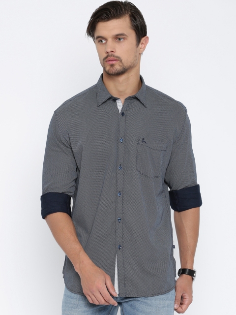 

Parx Men Navy Blue Slim Fit Printed Casual Shirt