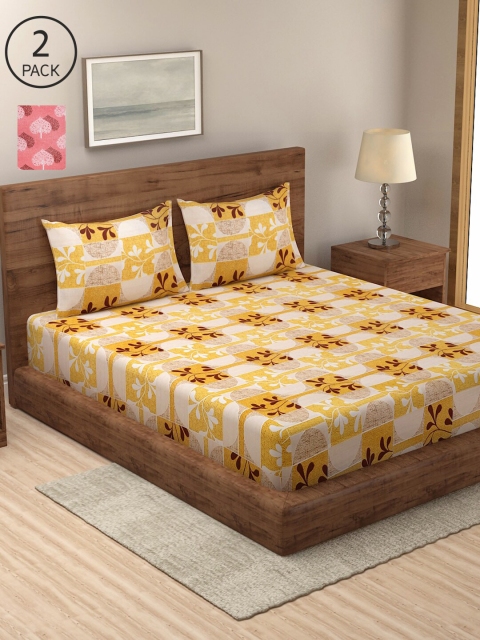 

Dhrohar Set of 2 Assorted Floral Printed 250 TC 2 King Size Bedsheet with 4 Pillow Covers