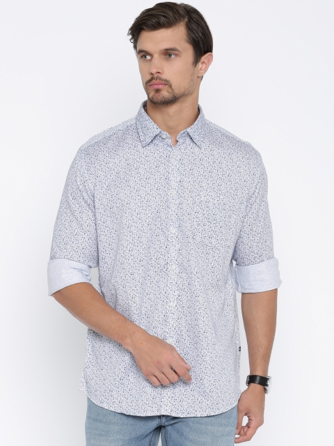 

Parx White Slim Fit Printed Casual Shirt