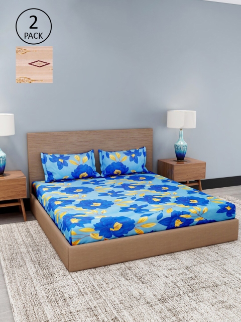 

Dhrohar Assorted Floral 180 TC 2 King Bedsheets with 4 Pillow Covers