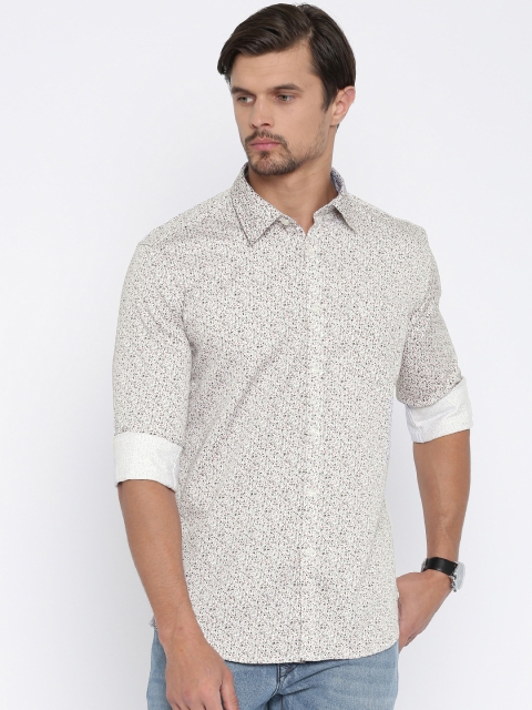

Parx White Slim Fit Printed Casual Shirt