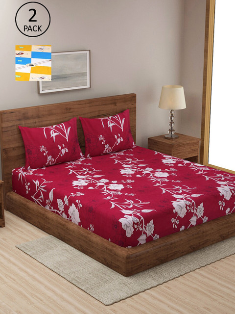 

Dhrohar Multicoloured & Blue Floral 210 TC 2 King Bedsheet with 4 Pillow Covers, Multi