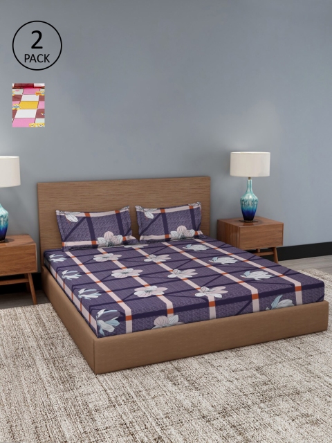 

Dhrohar Assorted Floral 180 TC Set Of 2 King Bedsheet with 4 Pillow Covers