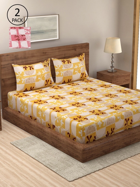 

Dhrohar Assorted Floral 250 TC 2 King Bedsheet with 4 Pillow Covers
