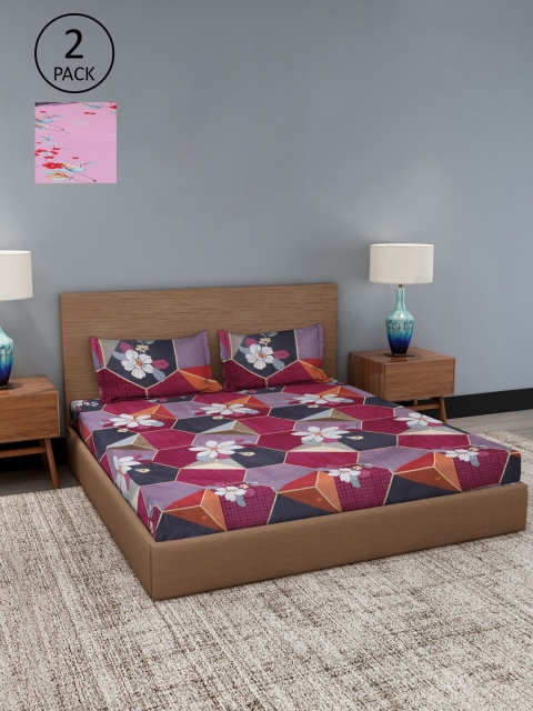 

Dhrohar Assorted Floral 180 TC 2 King Bedsheet with 4 Pillow Covers