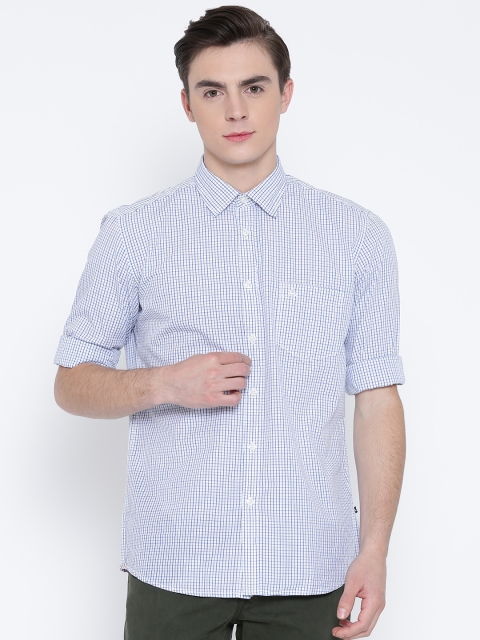 

Parx Men White & Blue Slim Fit Checked Casual Shirt