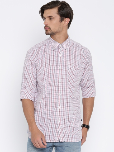 

Parx White & Red Slim Fit Checked Casual Shirt